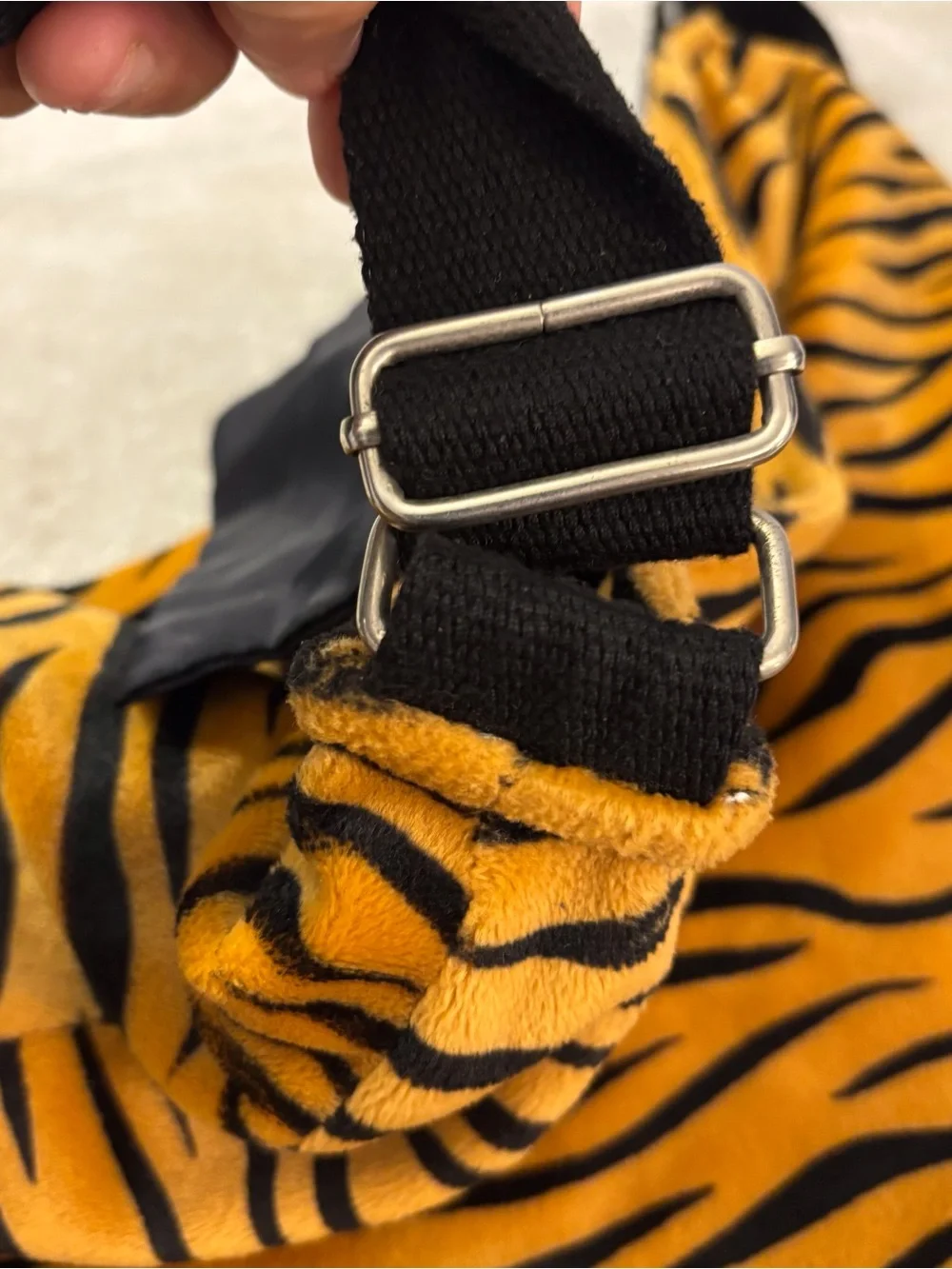 Animal-Print Crossbody Bag in Orange Black Tiger Crossbody Handbag Zip 19” Drop
